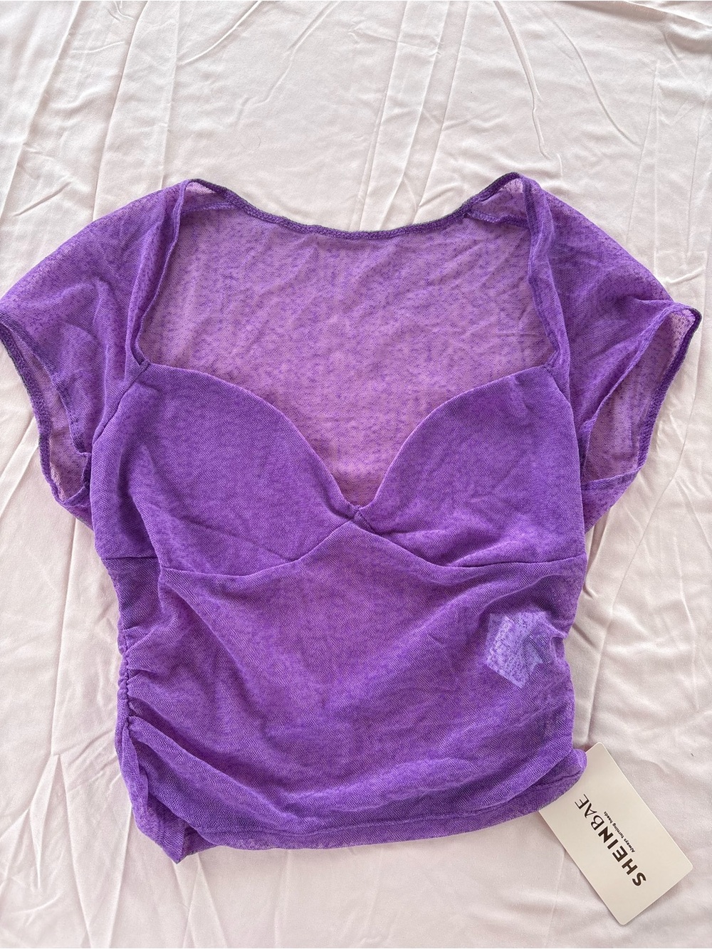 SHEIN Purple Mesh Crop Top NWOT